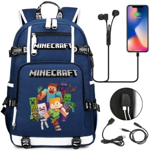Plecak dziecięcy szkolny podróżny z przejściem USB Minecraft Odblaskowy