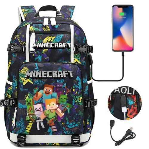 Plecak szkolny dla ucznia Minecraft pojemny na przybory książki.jpeg