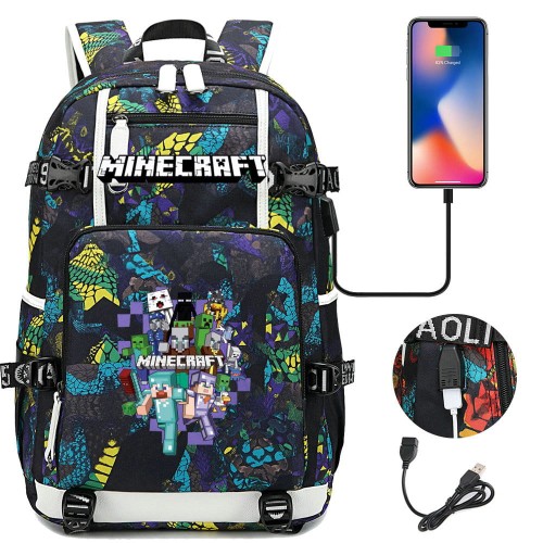 Plecak szkolny dla ucznia Minecraft pojemny na przybory książki.jpeg