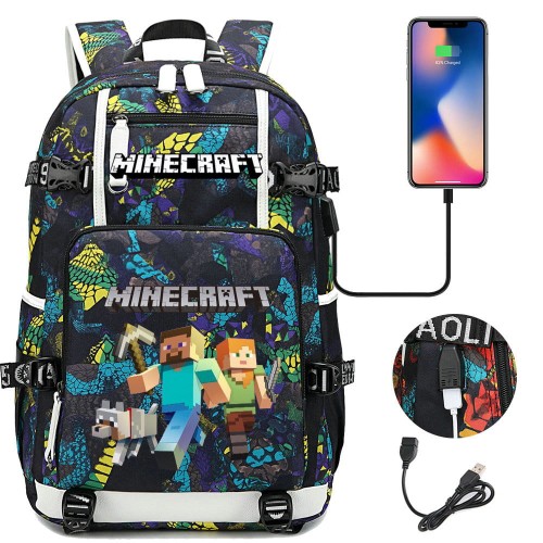 Plecak szkolny dla ucznia Minecraft pojemny na przybory książki.jpeg