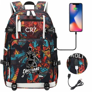 Szkolno podróżny plecak piłkarski pakowny z USB Ronaldo CR7