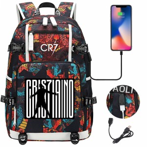 Szkolno podróżny plecak piłkarski pakowny z USB Ronaldo CR7