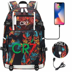 Szkolno podróżny plecak piłkarski pakowny z USB Ronaldo CR7