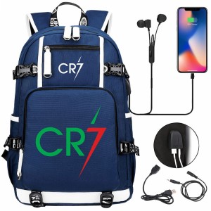 Szkolno podróżny plecak piłkarski pakowny z USB Ronaldo CR7