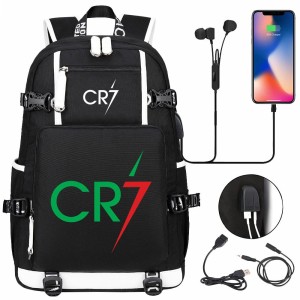 Szkolno podróżny plecak piłkarski pakowny z USB Ronaldo CR7