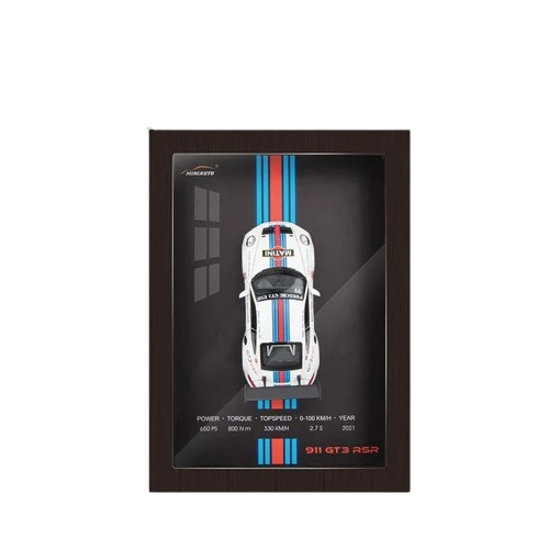 Obraz ścienny z metalowym modelem 3D 911 GT3 gablota