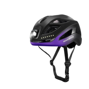 Kask rowerowy PRO z wbudowanymi lampkami LED purple