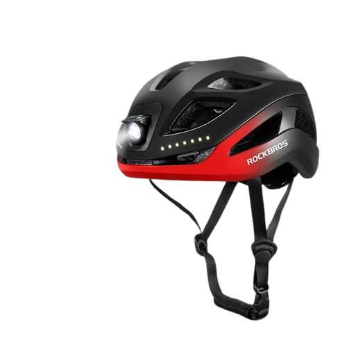 Kask rowerowy PRO z wbudowanymi lampkami LED black red
