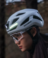 Kask rowerowy PRO z wbudowanymi lampkami LED purple