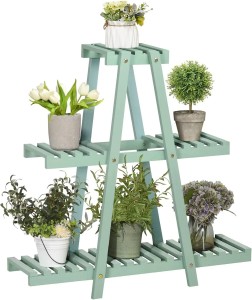 Trójpoziomowy stojak na Kwiaty Drewniany jasnozielony