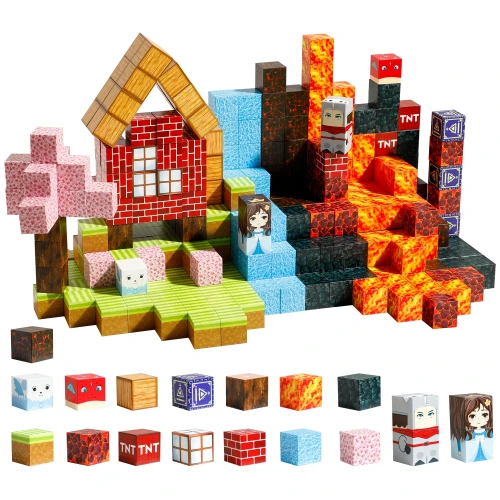 Klocki magnetyczne 100 szt. pixel-style – konstrukcje 3D