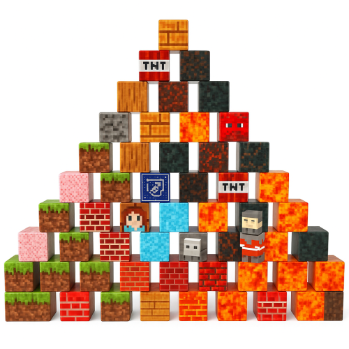 Klocki Magnetyczne 500 szt. Pixel-Style | Zestaw Piramida