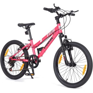 Rower Górski MTB Vankel 20 cali dla Dzieci 6-9 lat Amortyzacja 6 Biegów Różowy