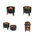 Czarny pionowy grill węglowy z wędzarni , paleniskiem o wysokości osiemdziesiąt cztery centymetry i średnicy czterdzieści centymetrów