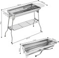 Srebrny grill polowy ze stali nierdzewnej łączący funkcję klasycznego rusztu oraz metalowej patelni grillowej