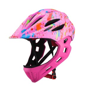 Kask rowerowy dziecięcy full-face 2w1 z odpinaną szczęką regulowany 46-54