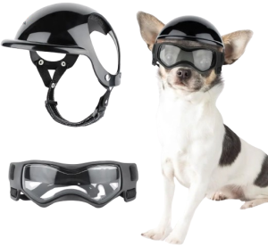 Kask dla psa ochronny z goglami na rower motor do samochodu