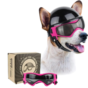 Kask dla psa ochronny z goglami na rower motor do samochodu
