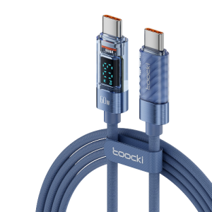 Kabel USB szybkie ładowanie 60W typu C 1m LED niebieski