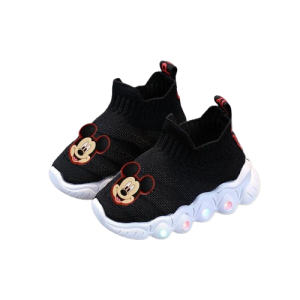 Buty dziecięce myszka Mickey led świecące czarne wsuwane na lato