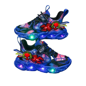 Sneakersy dla chłopców ze świecącą podeszwą spiderman niebieskie