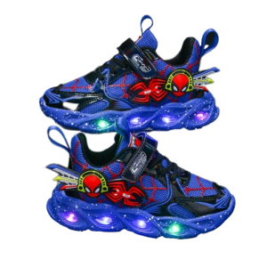 Sneakersy dla chłopców ze świecącą podeszwą spiderman czerwone