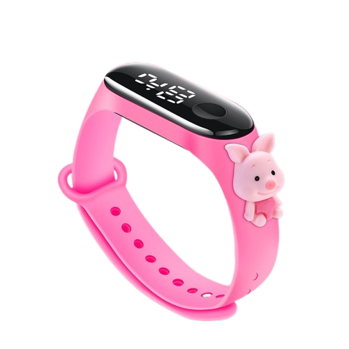 Opaska smart band dziecięca różowy Prosiaczek postacie z bajek .png